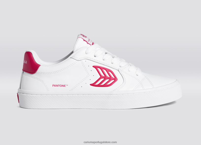 X2LHZ294 mulheres pantone viva magenta couro branco Cariuma